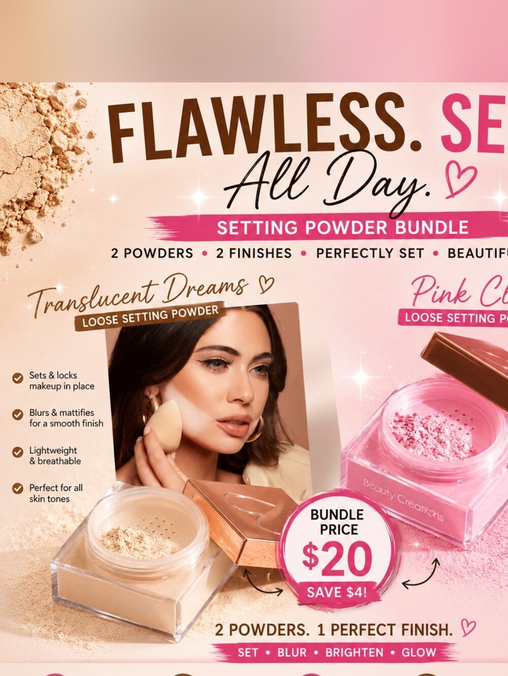 Flawless All Day Setting Powder Bundle - Pink & Translucent